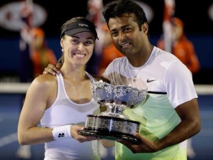 Paes-Hingis team wins mixed double trophy at Australian Open