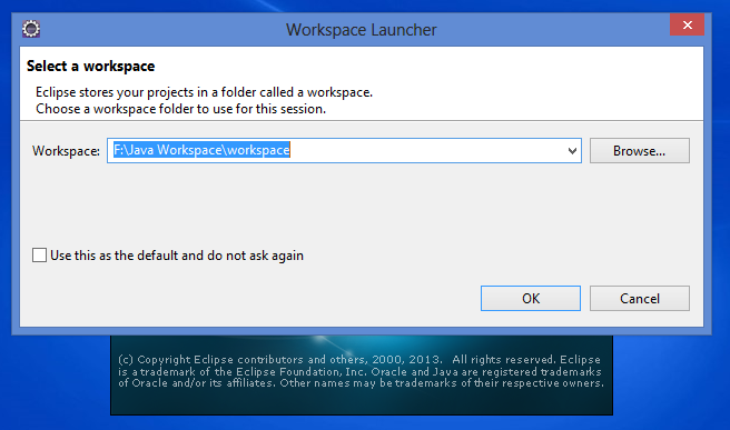 Choosing the Java Workspace